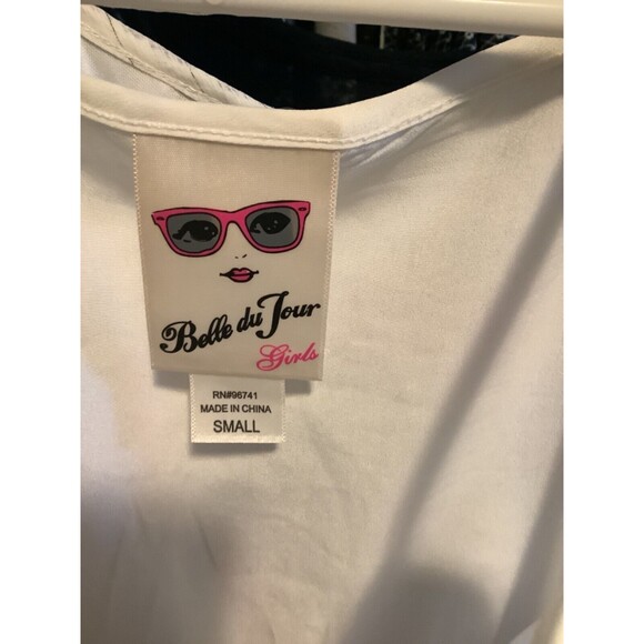 Belle Du Jour girls dress white pink boho tank small - Picture 3 of 4